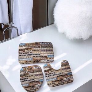 Wooden Inspirational bath mat set